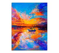 XENITE Cuadro sobre Lienzo Cuadro Sin Marco De Barco En El Mar Azul, Lienzo De Arte De Pared Marino, Impresiones, Pósteres, Imagen Nórdica, Sala De Estar, Decoración del Hogar(K,30x40cm)