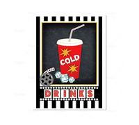 XENITE Cuadro sobre Lienzo Póster con El Logotipo De Una Fiesta De Cine, Palomitas De Maíz, Algodón De Azúcar, Bebidas Frías, Lienzo De Película, Imágenes para Decoración(UN,20x30cm)