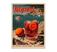 XENITE Cuadro sobre Lienzo Póster De Cóctel Martini Negroni De Vino Vintage, Pintura En Lienzo Retro para Pared De Bar, Club, Tienda, Decoración del Hogar(H,40x60cm)