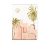 XENITE Cuadro sobre Lienzo Póster E Impresión De Paisaje Tropical Bohemio De Mujer Desnuda Al Sol En La Montaña De Palmeras, Lienzo Artístico para Decoración De Pared(K,30x40cm)