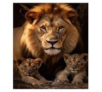 XENITE Cuadro sobre Lienzo Pósteres Artísticos De La Familia Wild Lion, Pintura En Lienzo De Una Leona con Cachorros Y Amantes, Mural De Pared para Decoración del Hogar(S,30x40cm)