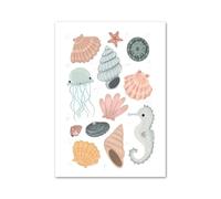 XENITE Cuadro sobre Lienzo Pósteres De Animales Marinos De Dibujos Animados Ballena Pulpo Caballito De Mar Sirena Impresión Artística De Pared Pintura En Lienzo Estética Decoración(E,30x40cm)