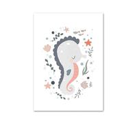 XENITE Cuadro sobre Lienzo Pósteres De Animales Marinos De Dibujos Animados Ballena Pulpo Caballito De Mar Sirena Impresión Artística De Pared Pintura En Lienzo Estética Decoración(F,40x50cm)