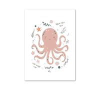 XENITE Cuadro sobre Lienzo Pósteres De Animales Marinos De Dibujos Animados Ballena Pulpo Caballito De Mar Sirena Impresión Artística De Pared Pintura En Lienzo Estética Decoración(Re,40x60cm)