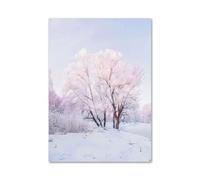 XENITE Cuadro sobre Lienzo Pósteres De Arte Pared con Diseño Minimalista Ardillas,abedules Y Bosques Nevados Invierno, Pintura En Lienzo para Decoración del Hogar La Sala Estar(G,50x70cm)
