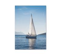 XENITE Cuadro sobre Lienzo Pósteres De La Iglesia De Santorini Olas Azules Costa Tiburón Velero Ballena Océano Impresiones Arte De Pared Estética Pintura En Lienzo Decoración(H,50x70cm)
