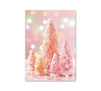 XENITE Cuadro sobre Lienzo Pósteres De Muñeco De Nieve De Invierno De Navidad Rosa, Impresiones Artísticas De Pared, Estética, Pintura En Lienzo para Sala De Estar Decoración(Segundo,20x30cm)