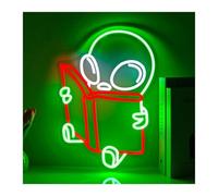 XENITE Luces Art Decoration Christmas Alien Reading Book Letrero De Neón USB Dimmab Luces LED Para Dormitorio Biblioteca Decoración Sala Estudio, Tema Ciencia Ficción 15.75x11.25in(Style A)
