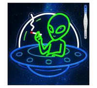 XENITE Luces Art Decoration Christmas Alien Smoking UFO Letrero De Neón Luz LED Para Bar Sala De Juegos Club Decoración De Fiesta Lámpara Alimentada Por USB Regulable 14.2inx12.2in