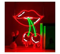 XENITE Luces Art Decoration Christmas Cherry Lips Letrero De Neón USB Dimmab Luces LED Para Dormitorio Club Fiesta Bar Tienda Hotel Sala Juegos Decoración Pared 11.81x14.67in