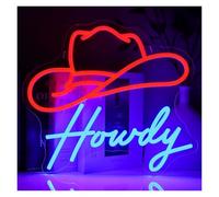 XENITE Luces Art Decoration Christmas Cowboy Howdy Letrero De Neón USB Dimmab Luces LED Para Dormitorio Zona Juegos Hogar Granja Sala Estar Cerveza Bar 15.35x12.8in