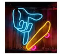 XENITE Luces Art Decoration Christmas Dedo Monopatín Letrero De Neón Luz LED Regulable Para Dormitorio Bebida Bar Hombre Cueva Hotel Sala De Juegos Fiesta Decoración De Pared 14.17inx12.8in