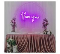 XENITE Luces Art Decoration Christmas I Love You Letrero De Neón Luz LED Romántica Regulable Para Suministros De Fiesta De Compromiso De Boda Decoración De Pared 21.65inx12.6in(Púrpura)