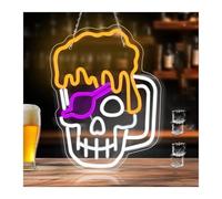 XENITE Luces Art Decoration Christmas Jarra De Cerveza Con Calavera Pirata Y Luces Neón Para Bar, Pub, Sala Juegos, Decoración Fiesta 39x28.5cm