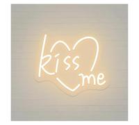 XENITE Luces Art Decoration Christmas Kiss Me Letrero De Neón Corazón Luz LED Regulable Para Jardín Boda Fiesta Pareja Dormitorio Hogar Decoración De Pared Personalizada 13.78inx11.81in(Warm white)