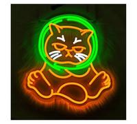 XENITE Luces Art Decoration Christmas Letrero De Neón Astronautas Gato, Luces LED Regulables USB Animales Para El Hogar, Dormitorio, Garaje, Bar, Sala Juegos, Decoración 12.6x13.9in