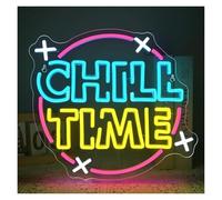 XENITE Luces Art Decoration Christmas Letrero De Neón Chill Time Para Acampar, Para Comedor, Dormitorio, Cocina, Comedor, Fiesta, Decoración De Pared, Regulable,42x39cm