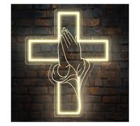 XENITE Luces Art Decoration Christmas Letrero De Neón Con Cruz De Jesús, Alimentado Por USB, Para Exhibición En Iglesias, Tiendas Religiosas, 28cmx22.5cm