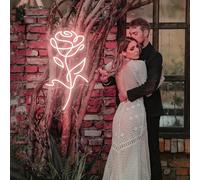 XENITE Luces Art Decoration Christmas Letrero De Neón Con Flor De Rosa, Luz LED Regulable Para Propuesta De Compromiso De Boda, Dormitorio, Fiesta De Cumpleaños, Decoración 17.72inx10.63in(Rosa)