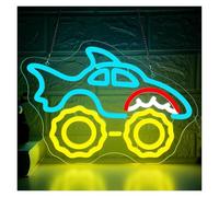 XENITE Luces Art Decoration Christmas Letrero De Neón Con Forma De Camión Tiburón, Regulable Para Garaje, Dormitorio, Sala De Juegos, Bar, Playa, Fiesta Cumpleaños Cueva Del Hombre 34cmx23.9cm