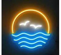 XENITE Luces Art Decoration Christmas Letrero De Neón Con Forma Ola Al Atardecer, Ideal Para Decorar Paredes Dormitorios, Baños, Casas Playa, Salas Juegos, Bares, Estar Y Fiestas Cumpleaños. 45 Cm