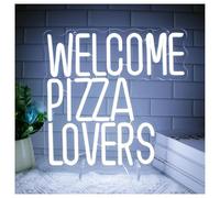 XENITE Luces Art Decoration Christmas Letrero De Neón Con Luz LED Para Decoración De Pared Con Mensaje WELCOME PIZZA LOVERS Alimentado Por USB, Para Tiendas Y Restaurantes 39cmx38cm