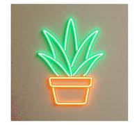 XENITE Luces Art Decoration Christmas Letrero De Neón De Aloe Vera Con Luz LED Para Floristerías, Salones De Belleza, Spas Y Decoración De Salas De Estar Lámpara Regulable 35cm