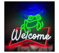 XENITE Luces Art Decoration Christmas Letrero De Neón De Bienvenida De Rana Regulable Para Bebidas, Bar, Hombre, Cueva, Dormitorio, Hotel, Tienda, Sala De Juegos, Fiesta, Decoración De Pared