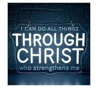 XENITE Luces Art Decoration Christmas Letrero De Neón De Cristo, Dios Para Sala De Oración, Hogar, Jesús, Decoración Religiosa Inspiradora Para Dormitorio, Luz Regulable, 13.77x9.21inch