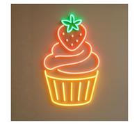 XENITE Luces Art Decoration Christmas Letrero De Neón De Cupcake Con Helado Y Cupcake De Fresa, Luz LED Para Decoración De Pared De Pastelerías, Cafeterías, Fiestas De Cumpleaños, 35cm