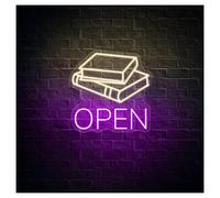 XENITE Luces Art Decoration Christmas Letrero De Neón De Librería Con Luz Abierta, Ideal Para Colgar En Puertas, Paredes Y Balcones 39cmx38cm(Segundo)