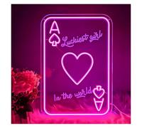 XENITE Luces Art Decoration Christmas Letrero De Neón De Póker Con Forma De As De La Suerte Luz LED Regulable Para Dormitorio De Adolescentes, Salón De Belleza, Bar, Bodas, Fiestas, 41cmx28cm