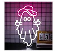 XENITE Luces Art Decoration Christmas Letrero De Neón Fantasma Vaquero, Luces LED Regulables USB Para Dormitorio, Club, Fiesta, Bar, Tienda, Decoración Sala Juegos, 10.7x15.8in