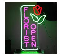 XENITE Luces Art Decoration Christmas Letrero De Neón Florist Open Con Luz LED Regulable Por USB Para Dormitorio, Tienda, Fiesta De Cumpleaños, Decoración Artística, 24.5cm×43cm