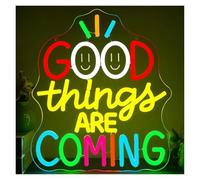 XENITE Luces Art Decoration Christmas Letrero De Neón Good Things Are Coming Luz LED Inspiradora Regulable Alimentada Por USB Para Baño, Fiesta, Aula, Oficina, Decoración De Pared 38.5cmx33.5cm