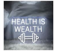 XENITE Luces Art Decoration Christmas Letrero De Neón Health Is Wealthpara Sala Juegos, Dormitorio, Bar, Estar, Fiesta Cumpleaños. Decoración Pared Regulable 45x33cm