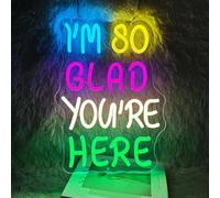 XENITE Luces Art Decoration Christmas Letrero De Neón I’m So Glad You’re Here Luz LED Regulable USB Para Ceremonias De Inauguración De Escuelas, Tiendas Y Decoración Del Hogar 39x28cm