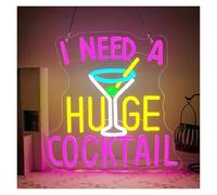 XENITE Luces Art Decoration Christmas Letrero De Neón I Need A Huge Cocktail Con Luz LED Regulable USB Para Tienda, Bar, Sala De Juegos, Escaparate, Cafetería, Bistró, Club 41.5cmx41.5cm