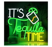 XENITE Luces Art Decoration Christmas Letrero De Neón It Is Tequila Time Luces Regulables USB Para Cerveza, Bar, Cocina, Restaurante, Hogar, Pub, Fiesta, Hombre, Cueva, 35.5x32.5cm