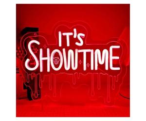 XENITE Luces Art Decoration Christmas Letrero De Neón It's Show Time Con Luz LED Roja Regulable Para Fiestas, La Cámara De Los Secretos, Casa Espeluznante, Sala De Juegos, Decoración 34cmx27cm