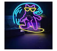 XENITE Luces Art Decoration Christmas Letrero De Neón LED Con Diseño Gato Surfista, Regulable Por USB, Para Sala Juegos, Dormitorio, Bar, Estar, Fiesta Cumpleaños 14.18x11.03in