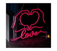 XENITE Luces Art Decoration Christmas Letrero De Neón Love Con Forma De Mano Y Corazón, Luz LED Regulable Para Dormitorio, Fiesta, Boda, Compromiso, Decoración De Pared, 42cmx32cm