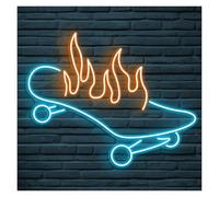 XENITE Luces Art Decoration Christmas Letrero De Neón Monopatín En Llamas, Ideal Para Decorar Tiendas Deportes Brillo Ajustable 50cm