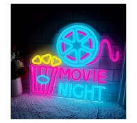 XENITE Luces Art Decoration Christmas Letrero De Neón Movie Night Con Luz De Palomitas De Maíz Regulable Para Cine En Casa, Fiestas, Decoración De Pared, 15.3inx12.5in