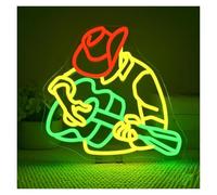 XENITE Luces Art Decoration Christmas Letrero De Neón Musical Con Forma De Guitarra Luz Regulable Para Bares, Habitaciones, Fiestas, Estilo Vaquero Amantes Del Rock, Decoración 35cmx33cm