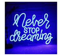 XENITE Luces Art Decoration Christmas Letrero De Neón Never Stop Dreaming, Decoración De Pared Regulable Para Dormitorio, Sueño, Hogar, Oficina, Tienda, 37x27cm