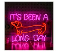 XENITE Luces Art Decoration Christmas Letrero De Neón Para Perro Salchicha Regulable IT'S BEEN A LONG DAY Para Decoración De Pared, Fiesta, Tienda De Mascotas, Club, Bar, Sala De Juegos, 30x39.4cm