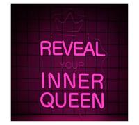 XENITE Luces Art Decoration Christmas Letrero De Neón Reveal Your Inner Queen Regulable Con Luz Crown Empowerment Para Dormitorio, Tocador, Armario, Salón, Decoración De Pared, 26.69cmx38cm