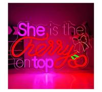XENITE Luces Art Decoration Christmas Letrero De Neón She Is The Cherry On Top Con Luz LED Regulable Para Bodas, Fiestas, Dormitorios, Salones De Belleza Y Decoración De Pared 42cmx26.7cm