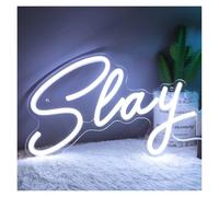 XENITE Luces Art Decoration Christmas Letrero De Neón Slay Luces LED Regulables USB Para Dormitorio, Sala Juegos, Club, Pub, Bar, Hombre, Cueva, Decoración Fiesta Cumpleaños 11.8x8in(Cold white)